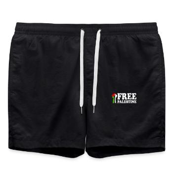 Free palestine - Short de bain - noir - Devant - AI Model Male 185 light (185cm)