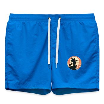 Santa Claus with reindeer on mountain top - Swim Trunks - cobalt blue - Front