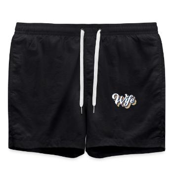 Retro Wife Matching Couple Wedding Party Mariage - Short de bain - noir - Devant - AI Model Male 185 light (185cm)