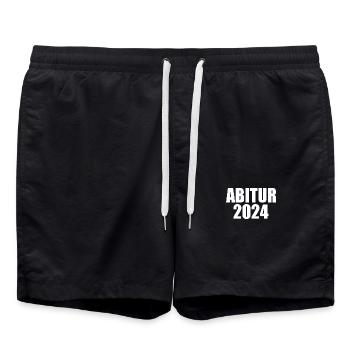 Abitur 2024 - Badeshorts - Schwarz - Vorne - AI Model Male 185 light (185cm)