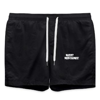 Nazis nein danke - Badeshorts - Schwarz - Vorne - AI Model Male 185 light (185cm)