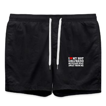 i love my hot girlfriend so please stay away from - Badeshorts - Schwarz - Vorne - AI Model Male 185 light (185cm)
