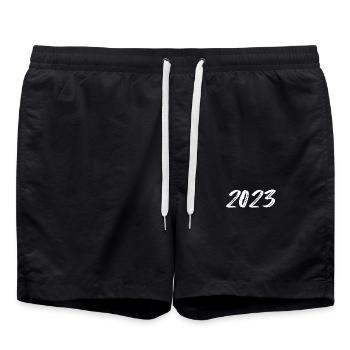 2023 weiß Silvester Neujahr - Badeshorts - Schwarz - Vorne - AI Model Male 185 light (185cm)