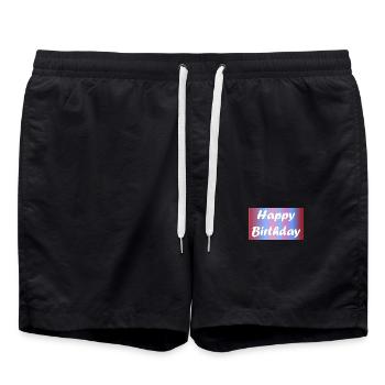 ALLES GUTE ZUM GEBURTSTAG. ALLES GUTE ZUM GEBURTSTAG. JAHRESTAG. - Badeshorts - Schwarz - Vorne - AI Model Male 185 light (185cm)