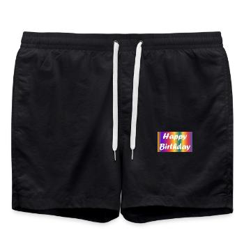 ALLES GUTE ZUM GEBURTSTAG!. ALLES GUTE ZUM GEBURTSTAG!. JAHRESTAG. - Badeshorts - Schwarz - Vorne - AI Model Male 185 light (185cm)