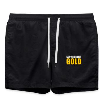 schweigen ist gold - Badeshorts - Schwarz - Vorne - AI Model Male 185 light (185cm)