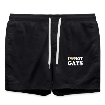 I love hot gays - Swim Trunks - black - Front - AI Model Male 185 light (185cm)