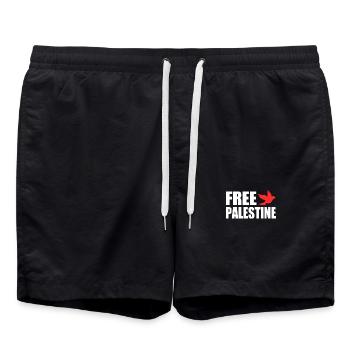 Free palestine - Short de bain - noir - Devant - AI Model Male 185 light (185cm)