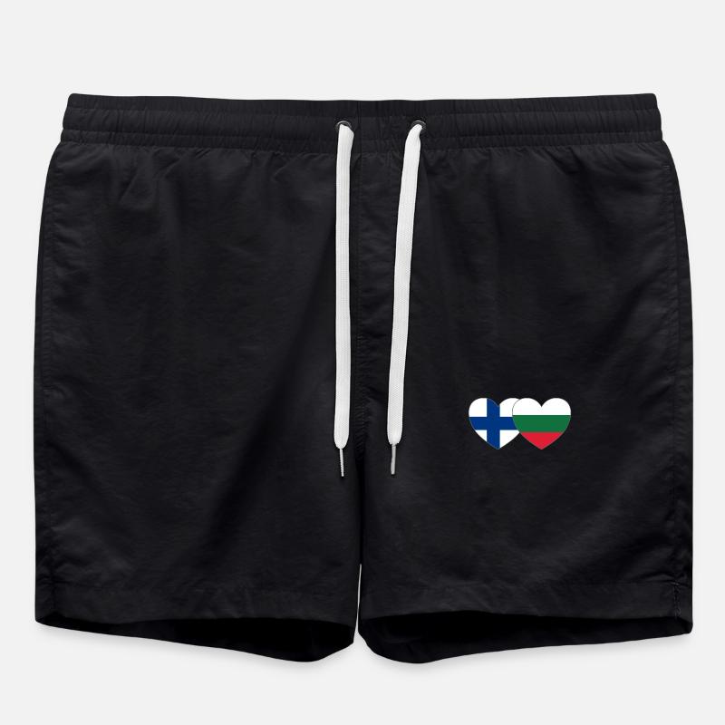 Finlande Bulgarie Flag Coeur - Short de bain - noir