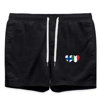 Finlande Italie Drapeau Coeur - Short de bain - noir - Devant - AI Model Male 185 light (185cm)