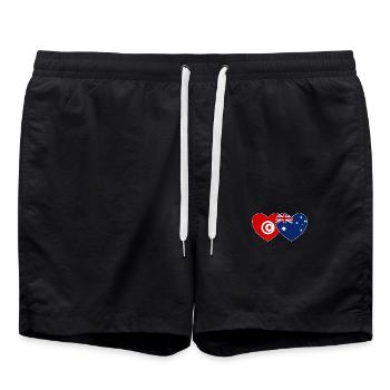 Tunisia Australia Flag Heart - Swim Trunks - black - Front - AI Model Male 185 light (185cm)