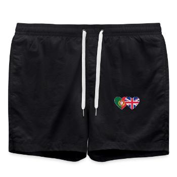 Portugal England Flag Heart - Swim Trunks - black - Front - AI Model Male 185 light (185cm)