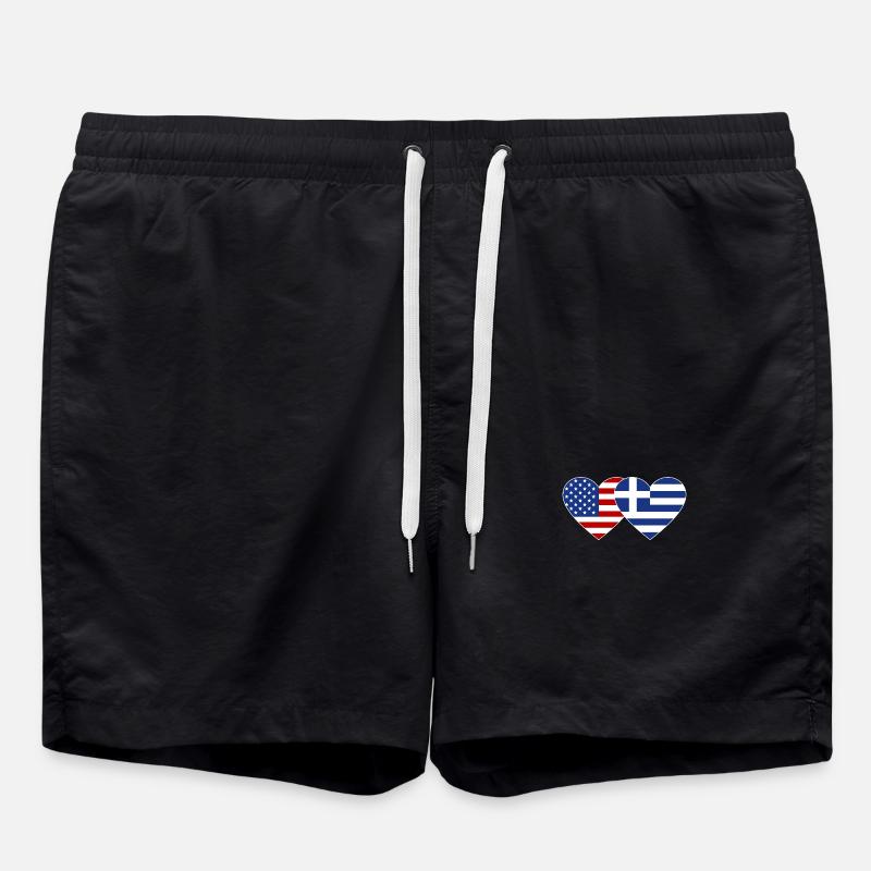 États-Unis Grèce Flag Heart - Short de bain - noir
