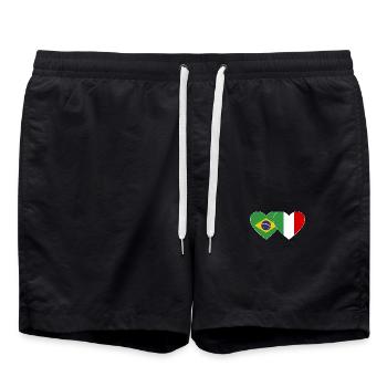 Italy Brazil Flag Heart Wide - Swim Trunks - black - Front - AI Model Male 185 light (185cm)