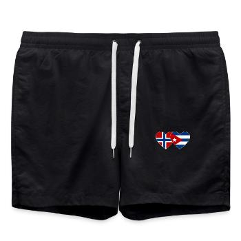 Norvège Drapeau de Cuba Cœur - Short de bain - noir - Devant - AI Model Male 185 light (185cm)