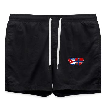 Kuba Norwegen Flagge Herz - Badeshorts - Schwarz - Vorne - AI Model Male 185 light (185cm)