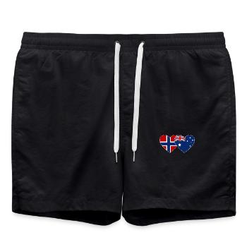 Norway Australia Flag Heart - Swim Trunks - black - Front - AI Model Male 185 light (185cm)