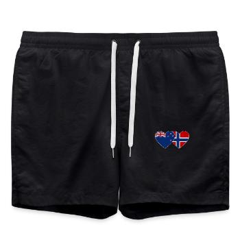 Neuseeland Norwegen Flagge Herz - Badeshorts - Schwarz - Vorne - AI Model Male 185 light (185cm)