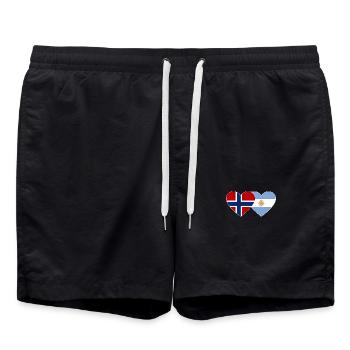 Norwegen Argentinien Flagge Herz - Badeshorts - Schwarz - Vorne - AI Model Male 185 light (185cm)
