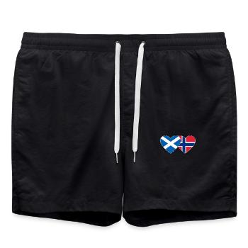 Écosse Norvège Flag Heart - Short de bain - noir - Devant - AI Model Male 185 light (185cm)