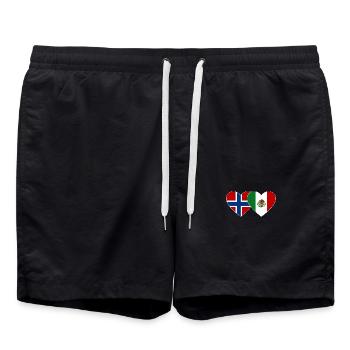 Norway Mexico Flag Heart - Swim Trunks - black - Front - AI Model Male 185 light (185cm)
