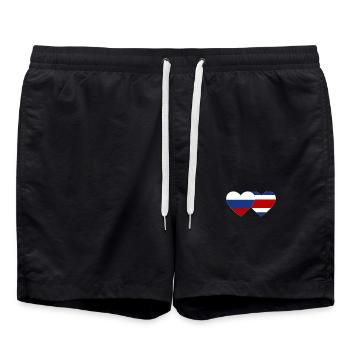 Russland Costa Rica Flagge Herz - Badeshorts - Schwarz - Vorne - AI Model Male 185 light (185cm)
