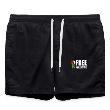 Free palestine - Short de bain - noir - Devant - AI Model Male 185 light (185cm)