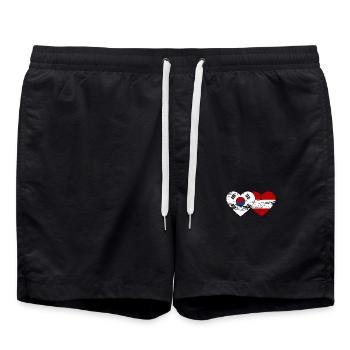 Corée du Sud Autriche Drapeau Coeur Utilisé - Short de bain - noir - Devant - AI Model Male 185 light (185cm)