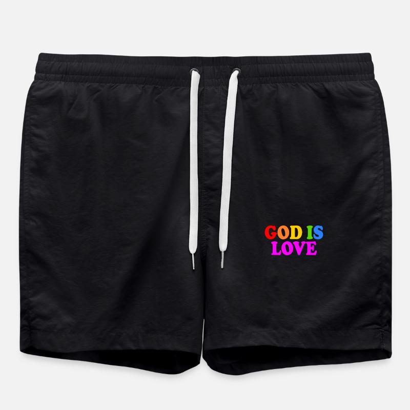 God is love - Swim Trunks - black