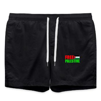 Free palestine - Short de bain - noir - Devant - AI Model Male 185 light (185cm)