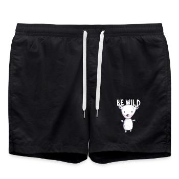 Be Wild Polar Bear - Bear - Bear - Teddy - Baby - Swim Trunks - black - Front - AI Model Male 185 light (185cm)
