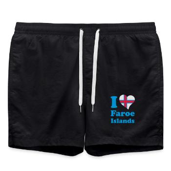 I love Faroe Islands - J'aime les Îles Féroé - Short de bain - noir - Devant - AI Model Male 185 light (185cm)