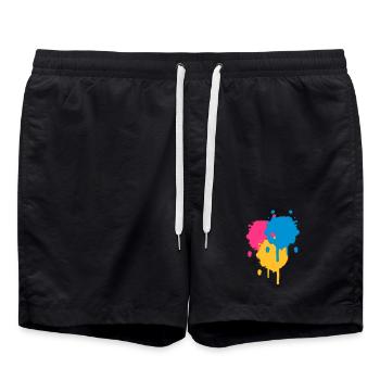 Drei bunte Farbflecken im Graffiti Stil - Badeshorts - Schwarz - Vorne - AI Model Male 185 light (185cm)