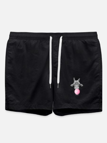 Giraffe und kaugummi - Badeshorts - Schwarz