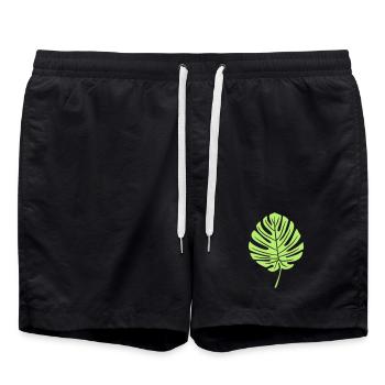 Feuille de Monstera Vert - Short de bain - noir - Devant - AI Model Male 185 light (185cm)