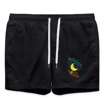 Paresseux doux avec formule de mélatonine - Short de bain - noir - Devant - AI Model Male 185 light (185cm)