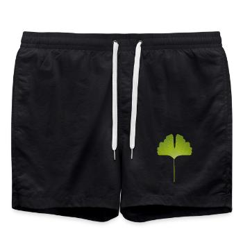 feuille de ginkgo vert juteux avec des lignes lumineuses - Short de bain - noir - Devant - AI Model Male 185 light (185cm)
