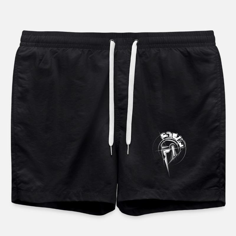 Gladiator Illustration Fighter Hjelm Romersk symbol - Badeshorts - sort