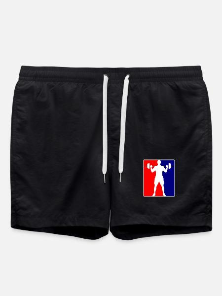 Bodybuilder Fitness Logo - Swim Trunks - black