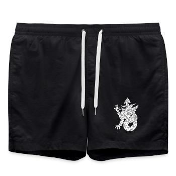 Weißer Drache - Badeshorts - Schwarz - Vorne - AI Model Male 185 light (185cm)