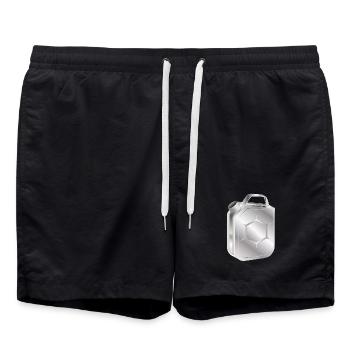 Benzinkanister in stylischem Retro Chrom Look - Badeshorts - Schwarz - Vorne - AI Model Male 185 light (185cm)