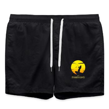 The Fisher King - Humour parodie pêche - Short de bain - noir - Devant - AI Model Male 185 light (185cm)