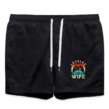 Montez de niveau en épouse Rétro Gamer - Short de bain - noir - Devant - AI Model Male 185 light (185cm)