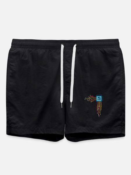 Computer chip - Creative illustration - Swim Trunks - black