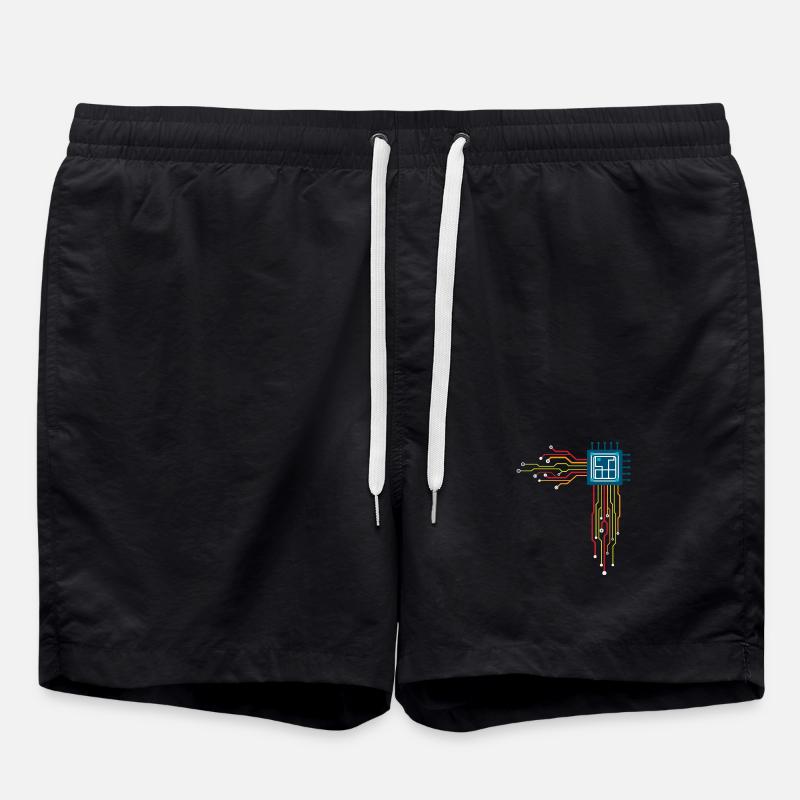 Computer chip - Creative illustration - Swim Trunks - black
