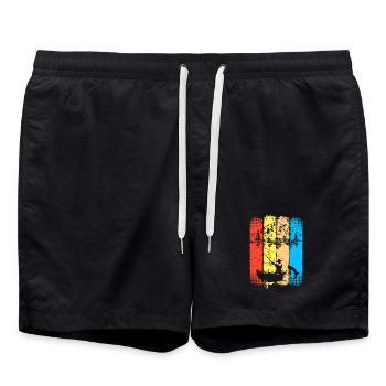 Fish - Pike - Retro Fishing - Vintage Fishing - Swim Trunks - black - Front - AI Model Male 185 light (185cm)