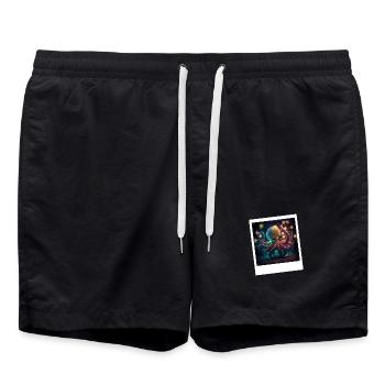 Pieuvre Pieuvre Dansant néon dans la nuit - Short de bain - noir - Devant - AI Model Male 185 light (185cm)
