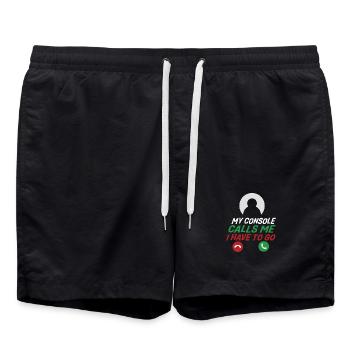 Meine Konsole ruft mich, ich muss los. - Badeshorts - Schwarz - Vorne - AI Model Male 185 light (185cm)