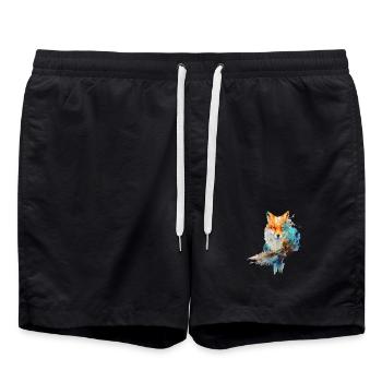 Fuchs Design aus Wasserfarben - Badeshorts - Schwarz - Vorne - AI Model Male 185 light (185cm)