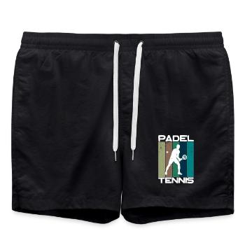 Padel-Tennis Spruch Bälle Sport Schläger Training - Badeshorts - Schwarz - Vorne - AI Model Male 185 light (185cm)